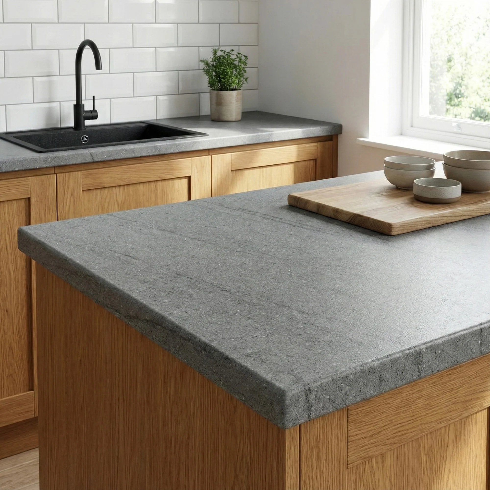 Silver Granite - Rounded Edge Laminate Worktop 3000mm x 600mm x 38mm - Image 3