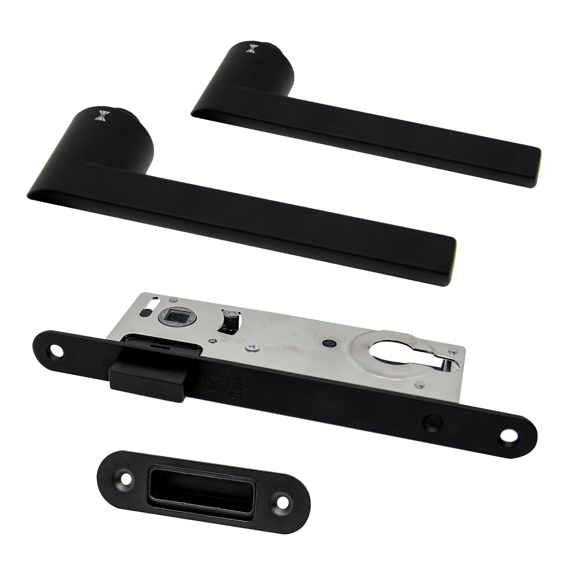 Studio Industrial Slim Round Rose Euro Lock Door Handle Set - Matt Black