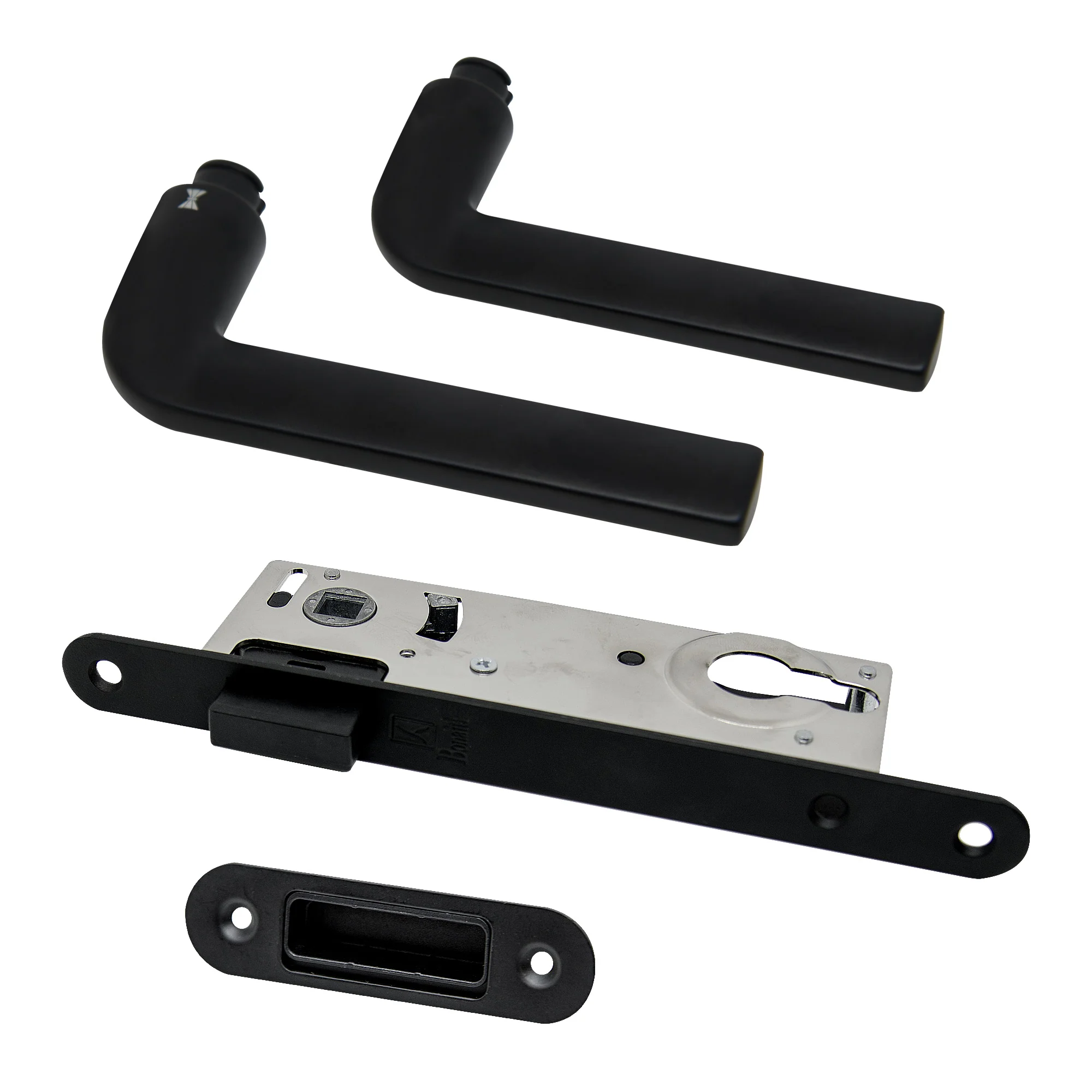 Studio Industrial Slim Round Rose Euro Lock Door Handle Set - Matt Black