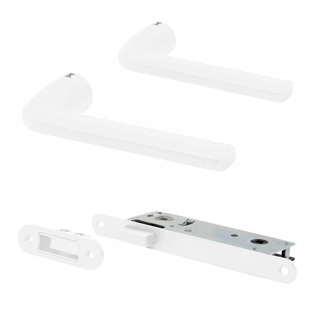Studio Industrial Slim Round Rose Lever Door Handle Set - Matt White