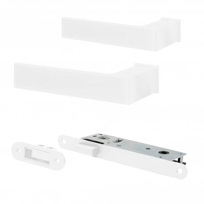 Studio Industrial Slim Square Rose Lever Door Handle Set - Matt White