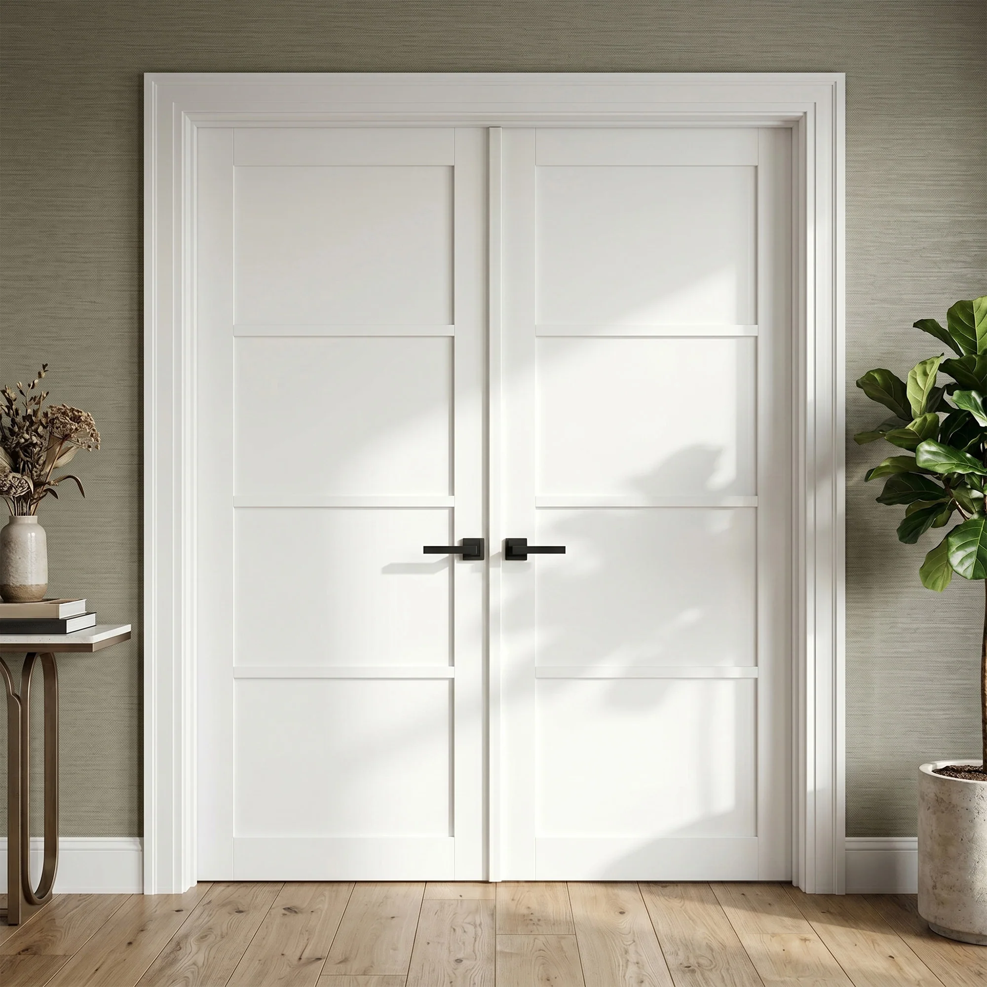 White Internal Primed Studio Industrial 4 Panel Double Door